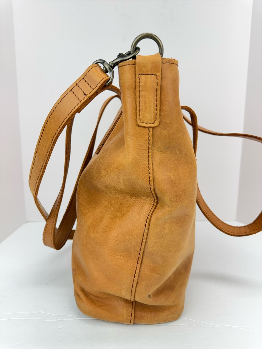 ABLE Alem Cognac Tan Leather Utility Tote Bag - Picture 6 of 13